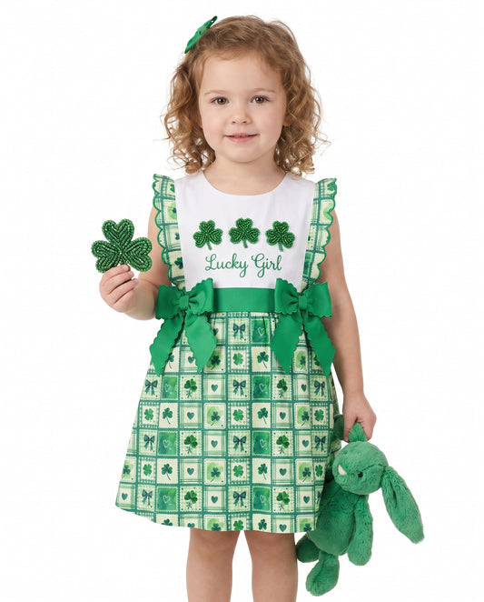 DR4653 - Girls Lucky Girl Shamrock Dress