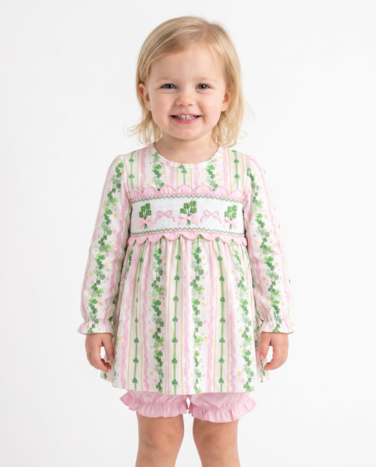 DR4650 - Girls St. Patrick's Day Floral Tunic with Matching Bloomers