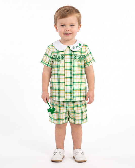 BC1487 - Shamrock Plaid Boys Short Set