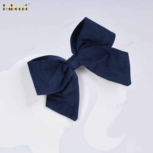 Navy Corduroy Hair Bow - VAA013