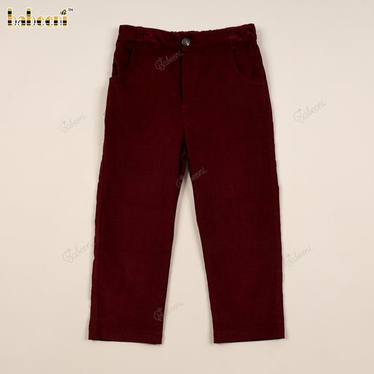 Boys' Burgundy Corduroy Pants - VAB007