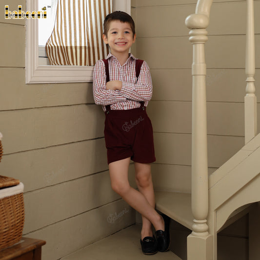 Boys' Corduroy Shortall with Piqué Shirt Set - VAB002