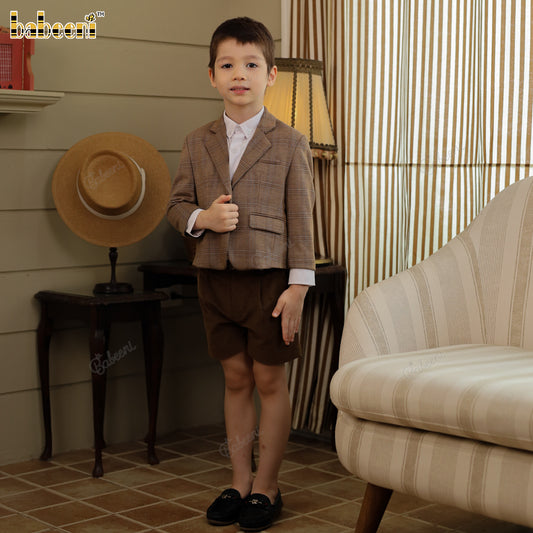 Boys' Brown Corduroy Shorts with Front Pleats - VAB006