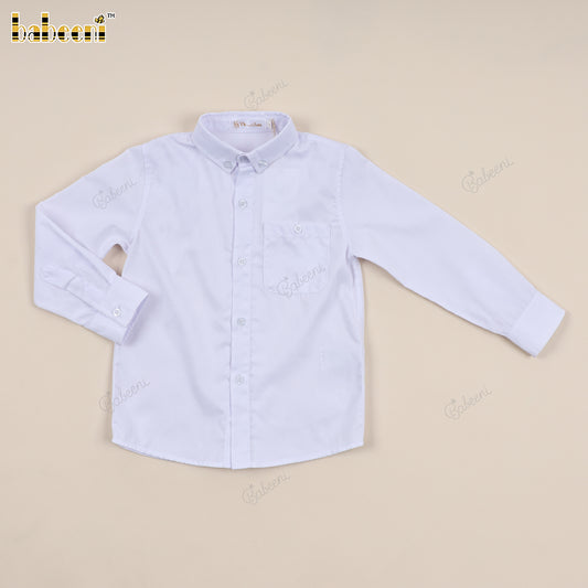 Boys' Classic White Button-Up Shirt - VAB012