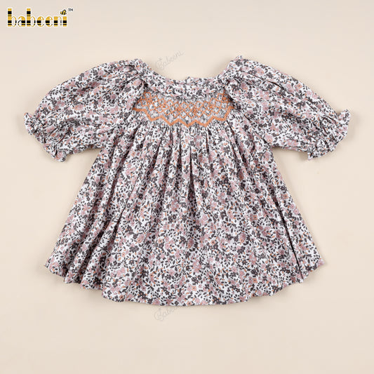 Hand-Smocked Corduroy Top with Ruffled Collar and Sleeves - VAG023