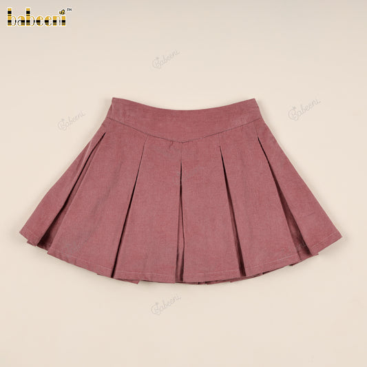 Box-Pleated Corduroy Skirt with Elastic Back - VAG024