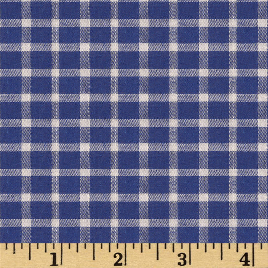 XP02- Royal blue, white windowpane seersucker fabric