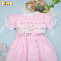 Gorgeous little girls pink pintuck smocked dress– DR 3504