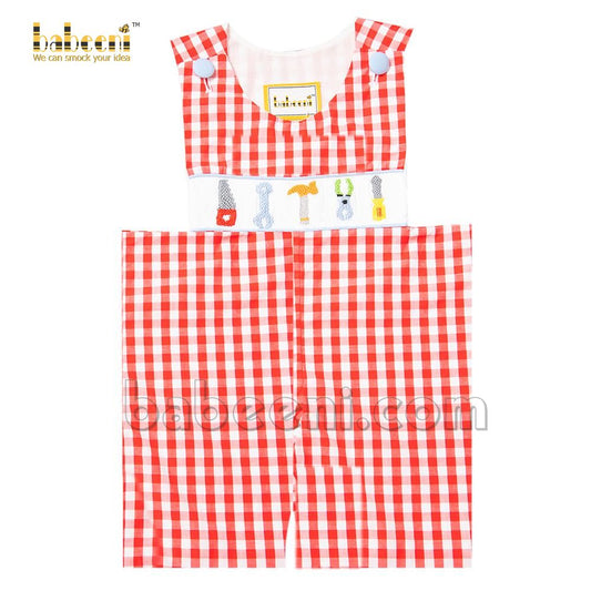 Nice little boy smocked tools shortall- BC 859