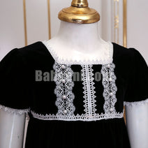 Black velvet dress for baby girls - DR 2795