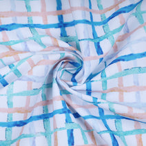 PP22 - Aqua, mint, blue, orange plaid printing 4.0 fabric