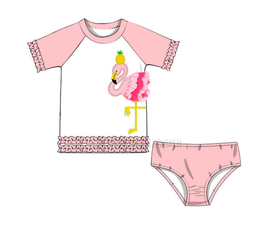 Pretty flamingo appliqued swim shirt - SW 416