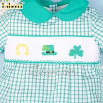 Nice St Patrick smocked boy bubble  – BC 1033