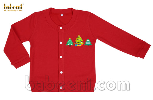 Christmas Tree applique cardigan for children - ST 034