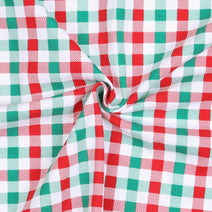 K310- red, green gingham printed knit (95% cotton; 5% spandex).