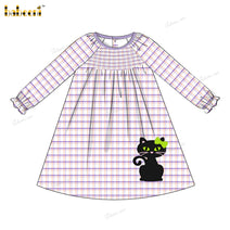 Girl Purple Dress With Cat Embroidered - DR3986