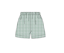 XT06- Dark sea green check thick seersucker