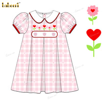 Girl Hand Embroidered Flower Heart Dress In Pink - DR3846