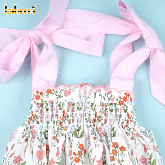 Red Floral Bubble With Pink Bows For Girl - DR3779