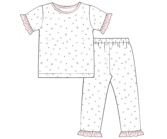 K354- pink, grey little star knit printing 4.0