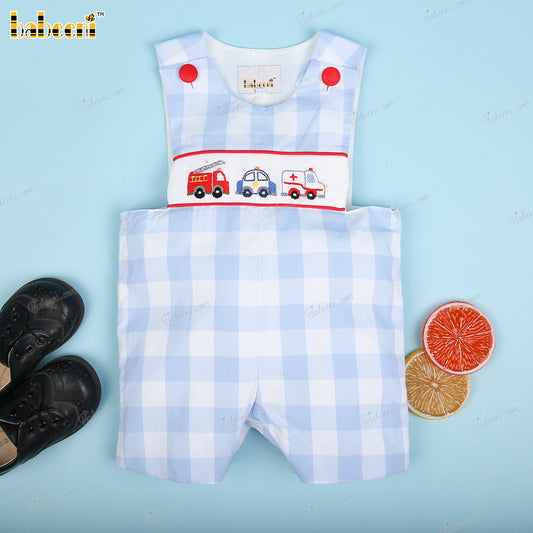 Car Hand Smocked Shortalls For Boy - BC1092