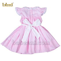 Lovely baby girl flowers smocked pink dress - DR 3030