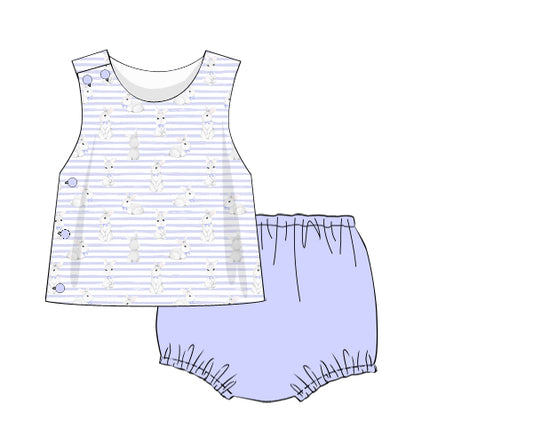 K269- Classy rabbit in blue stripe printing 4.0