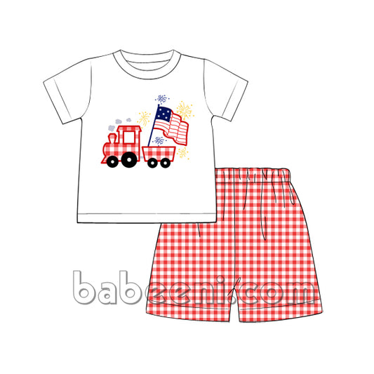 Gorgeous truck applique two-pieces for little boy- BC 782