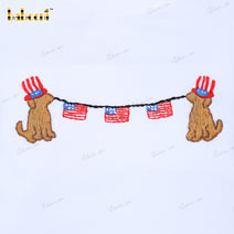 2 Piece Set Hand Embroidery 4th July Dog For Boy - BC1108