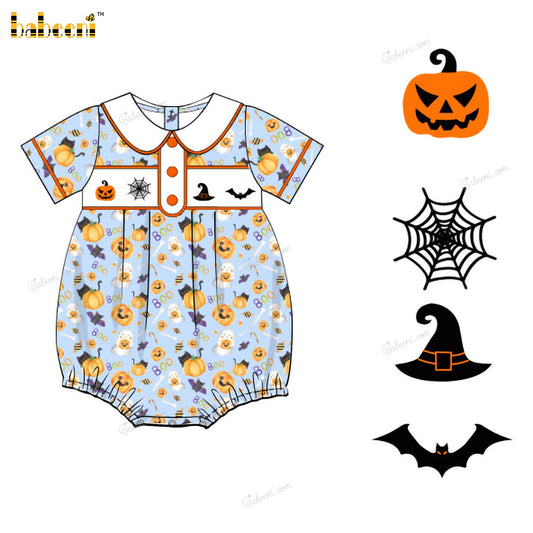 Boy Bubble In Blue Hand Smocked Halloween Theme - BC1274