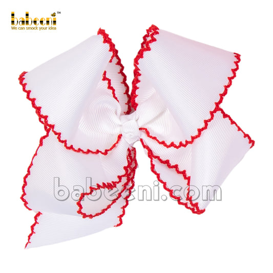 White bow with thread zigzag - HB 99