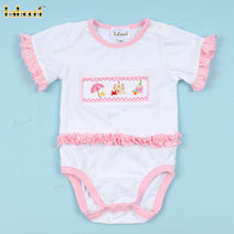 Smocked Bubble Pink And Beach Vibe For Girl - DR3763