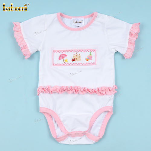 Smocked Bubble Pink And Beach Vibe For Girl - DR3763