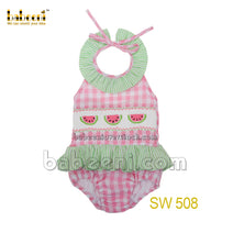 Lovely watermelon smocked girl swimwear  -SW 508