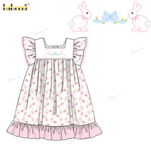 Girl Shadow Embroidered Bunny Dress - DR3828