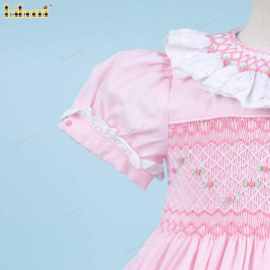 Girl Geometric Smocked Dress In Pink - DR3814