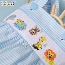 Animal hand smocked girl bubble - DR 3444