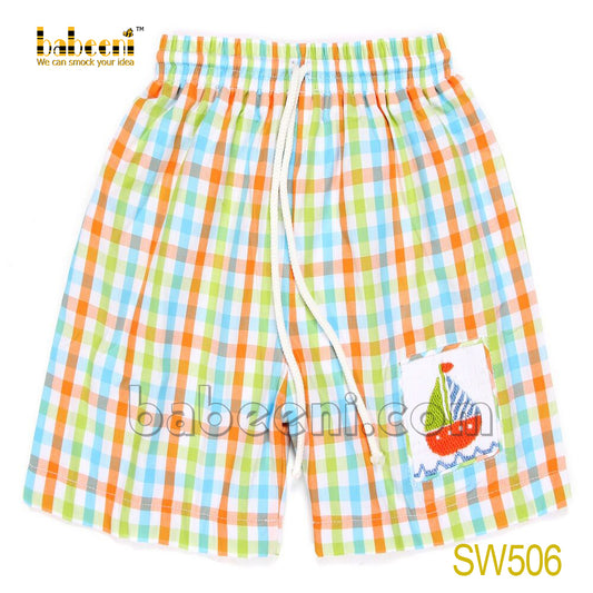 Sailing boat smocked swim trunk -SW 506