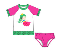 Lovely Mermaid appliqued girl swim shirt - SW 414