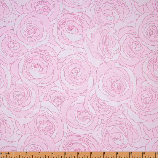 V7- Pink rosies on white viscose fabric printed 4.0