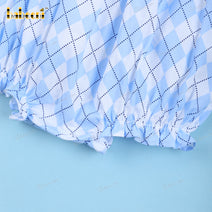 Shirred Bubble Blue Dot On White For Girl - DR3656