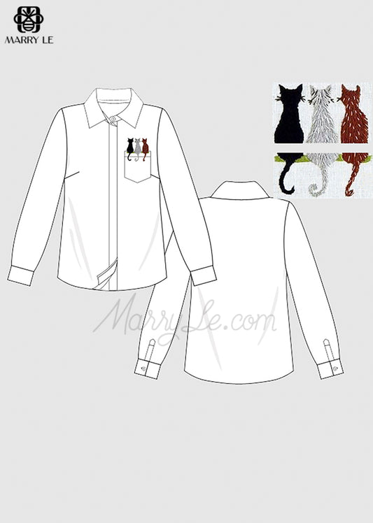 CAT EMBROIDERY WOMAN SHIRT - MD230