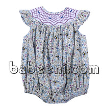 Lovely geometric smocked flower bubble - DR 2534