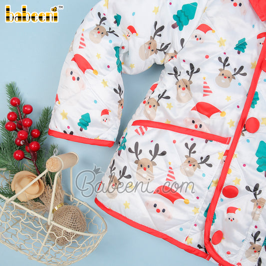 Christmas pattern printed quilted coat for children – QC 111