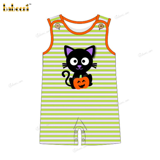 Boy Shortall Cat Embroidered For Halloween - BC1284