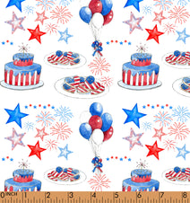 F179- Independence cake, firework pique printing 4.0