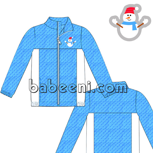 Cool winter minky jacket with snowman applique - PO 10