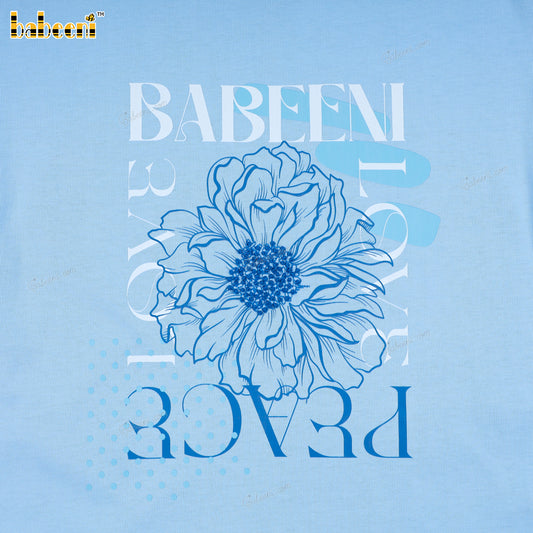 Girl T-shirt Flowers In Blue - DR3901