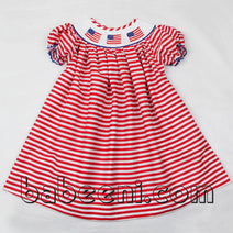 US flag smocked girl dress - DR 2221