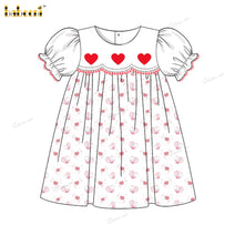 Girl French Knot Heart Dress In White - DR3850